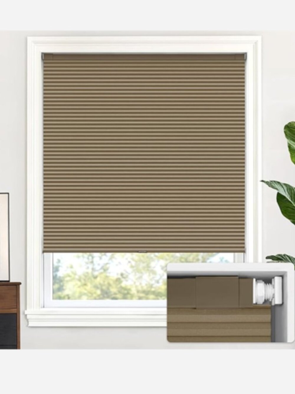 LazBlinds Cordless Blackout Cellular Shade No Drill 43”W x 48”H Taupe